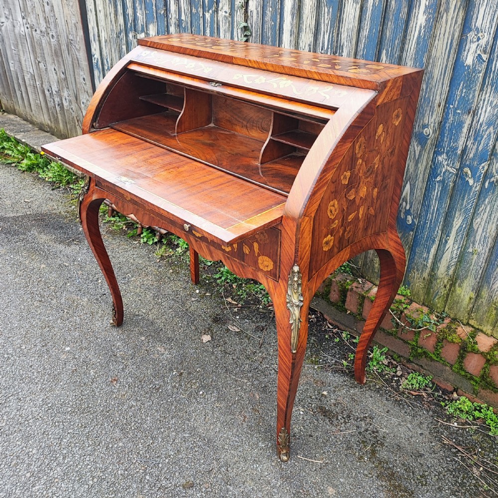 Antique french king wood and Marquetry bureau View IX