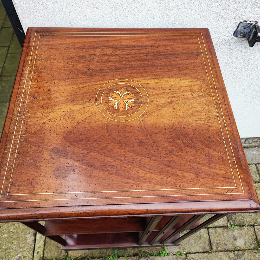 Antique quality mahogany inlaid revolving bookcase  View IV