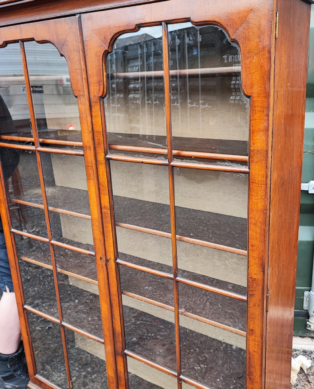 Quality antique walnut two door bookcase View IV