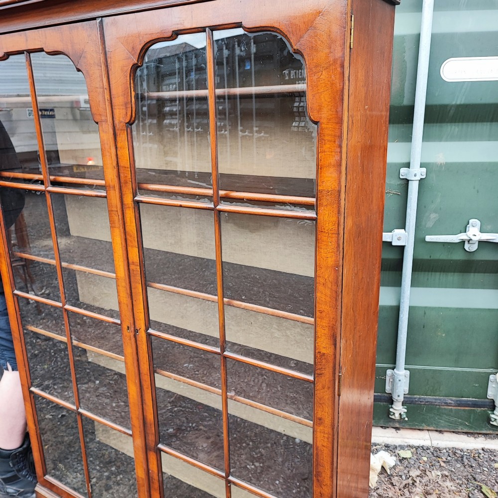 Quality antique walnut two door bookcase View VI