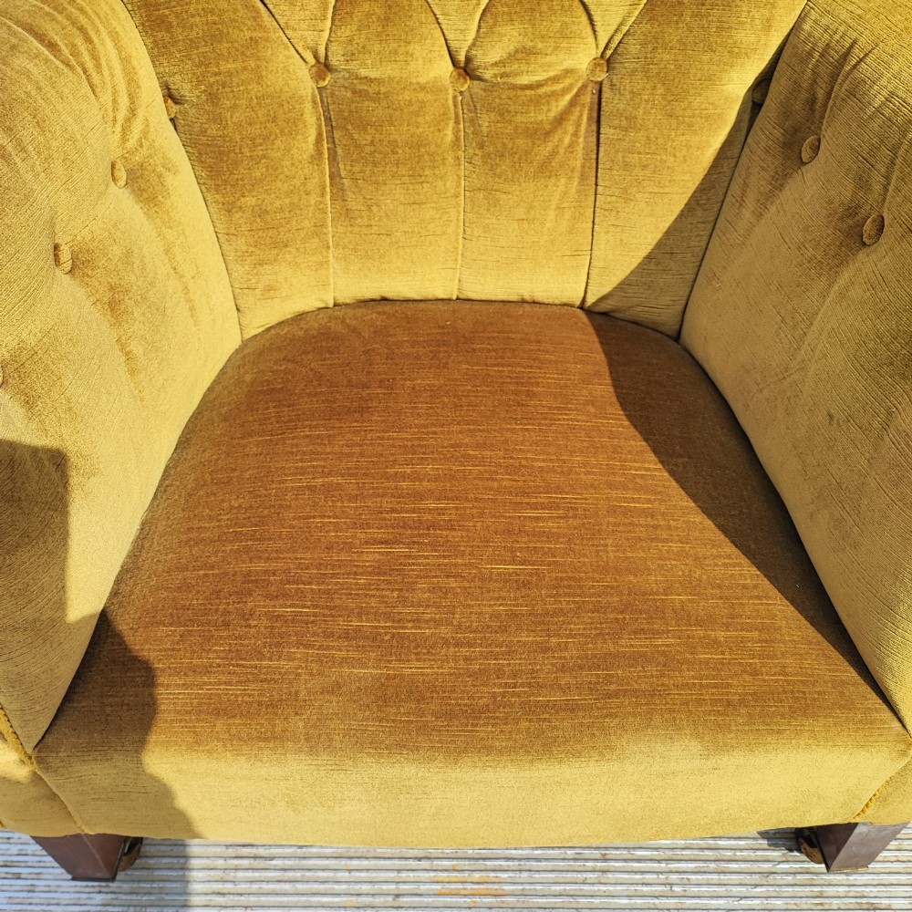Victorian mahogany upholstered arm chair in the style of Howard's View VI