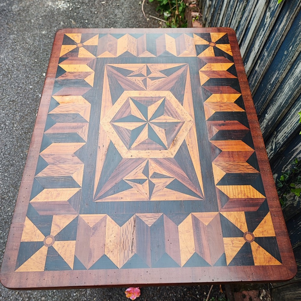 Superb Antique specimen wood side table View II