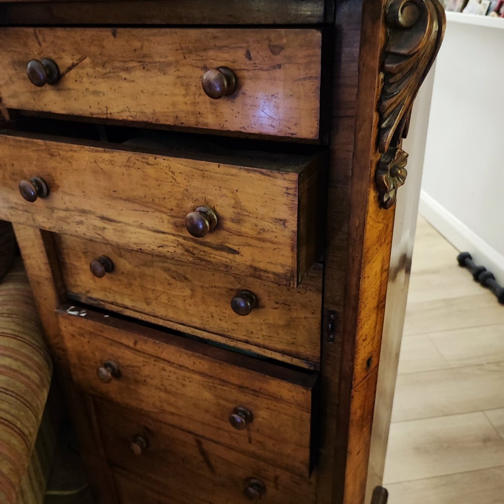 Antique walnut wellington chest of drawers View II