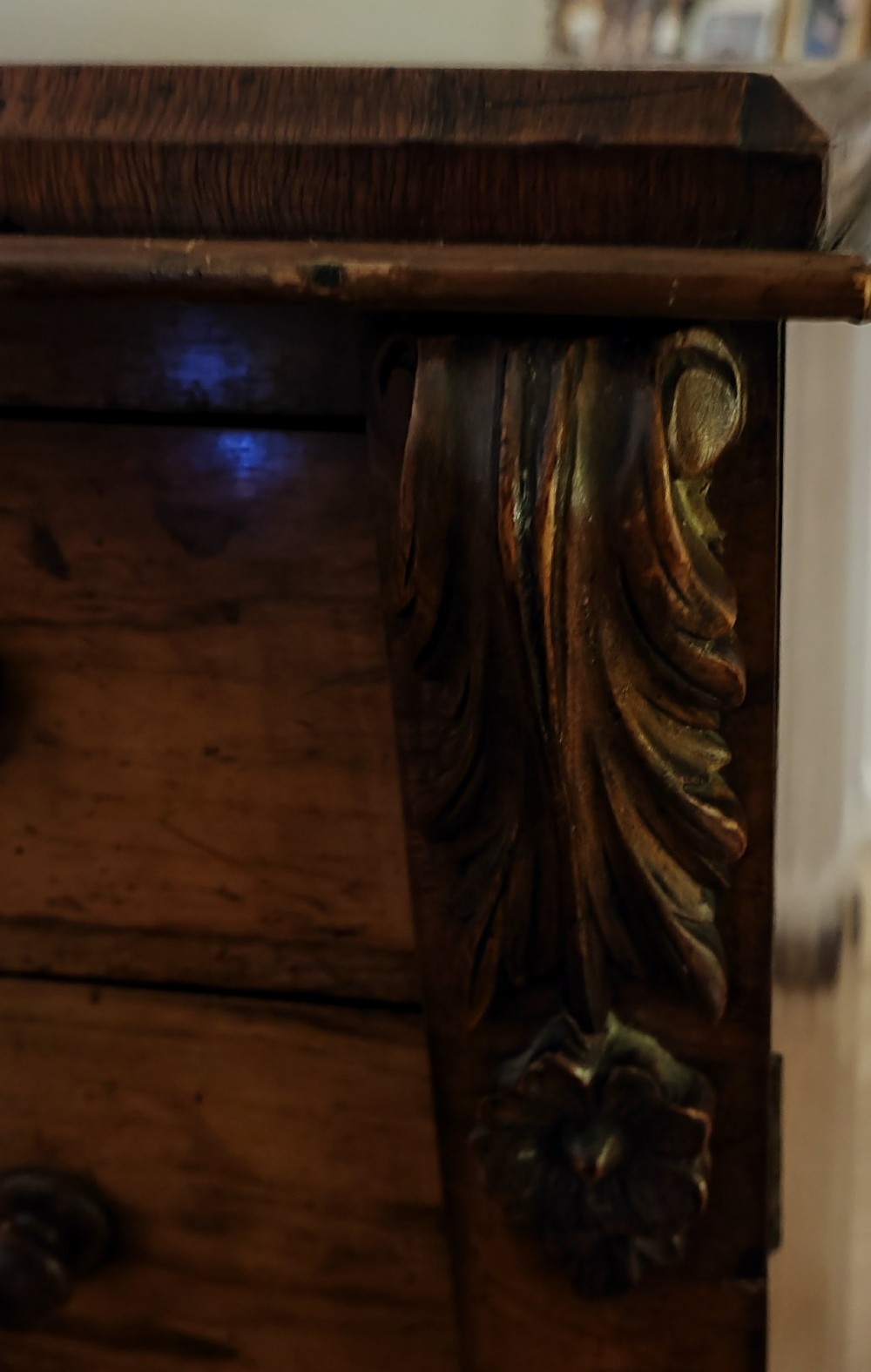 Antique walnut wellington chest of drawers View III