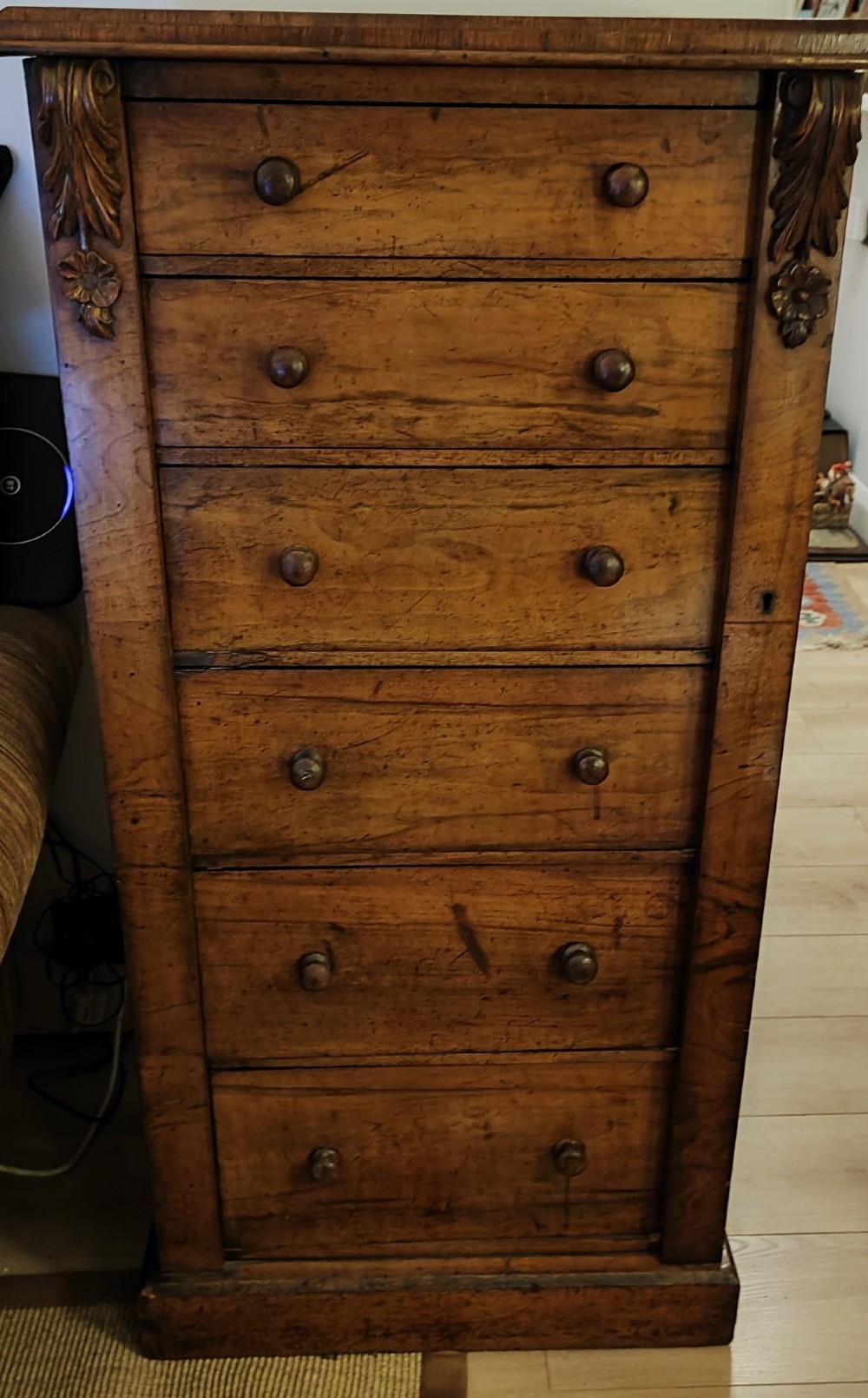 Antique walnut wellington chest of drawers View VIII