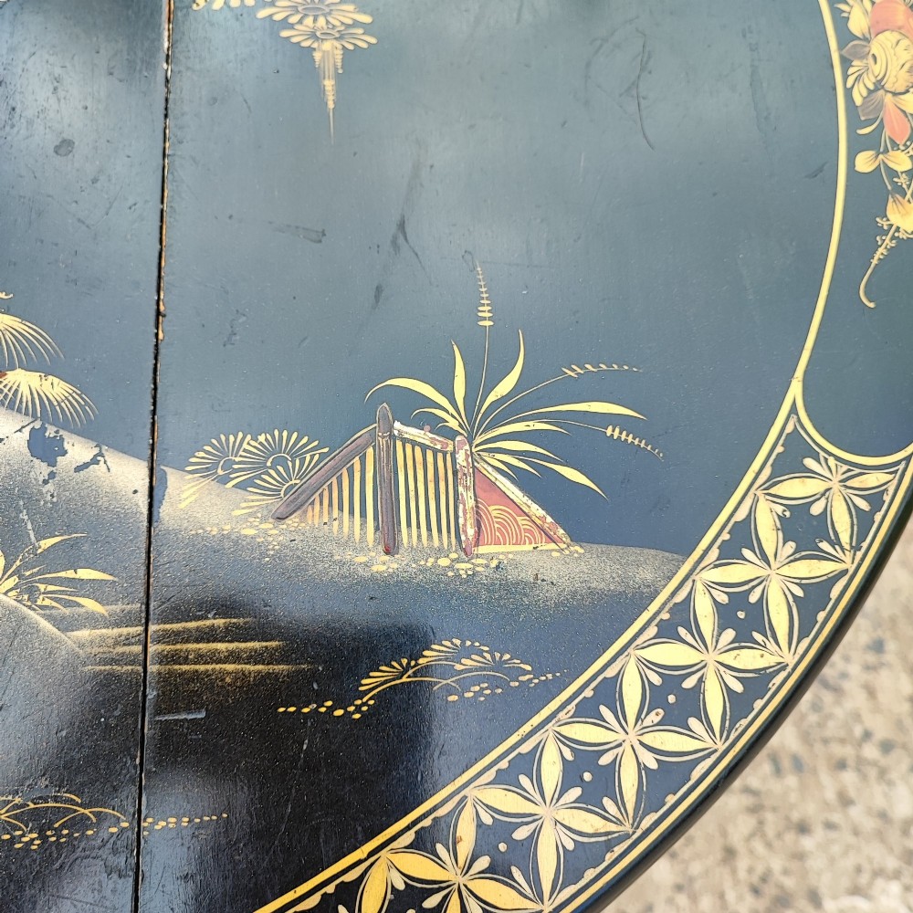 Good antique lacquered and japanned lamp side table View VII