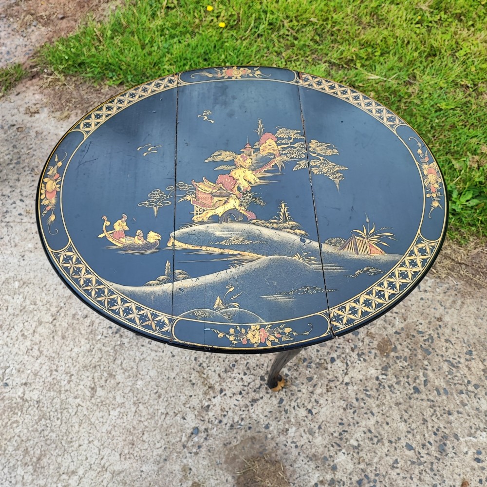 Good antique lacquered and japanned lamp side table View VIII