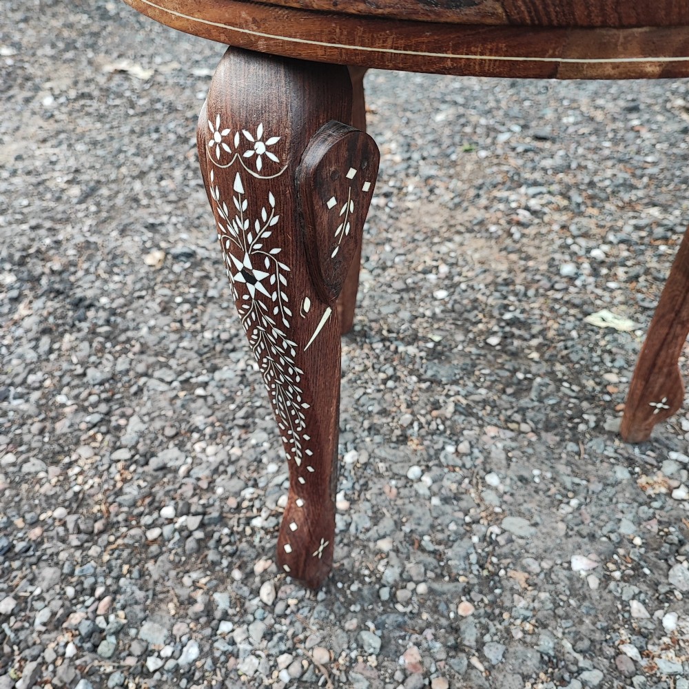 Superb teak and bone inlaid elephant style occasional table View IV