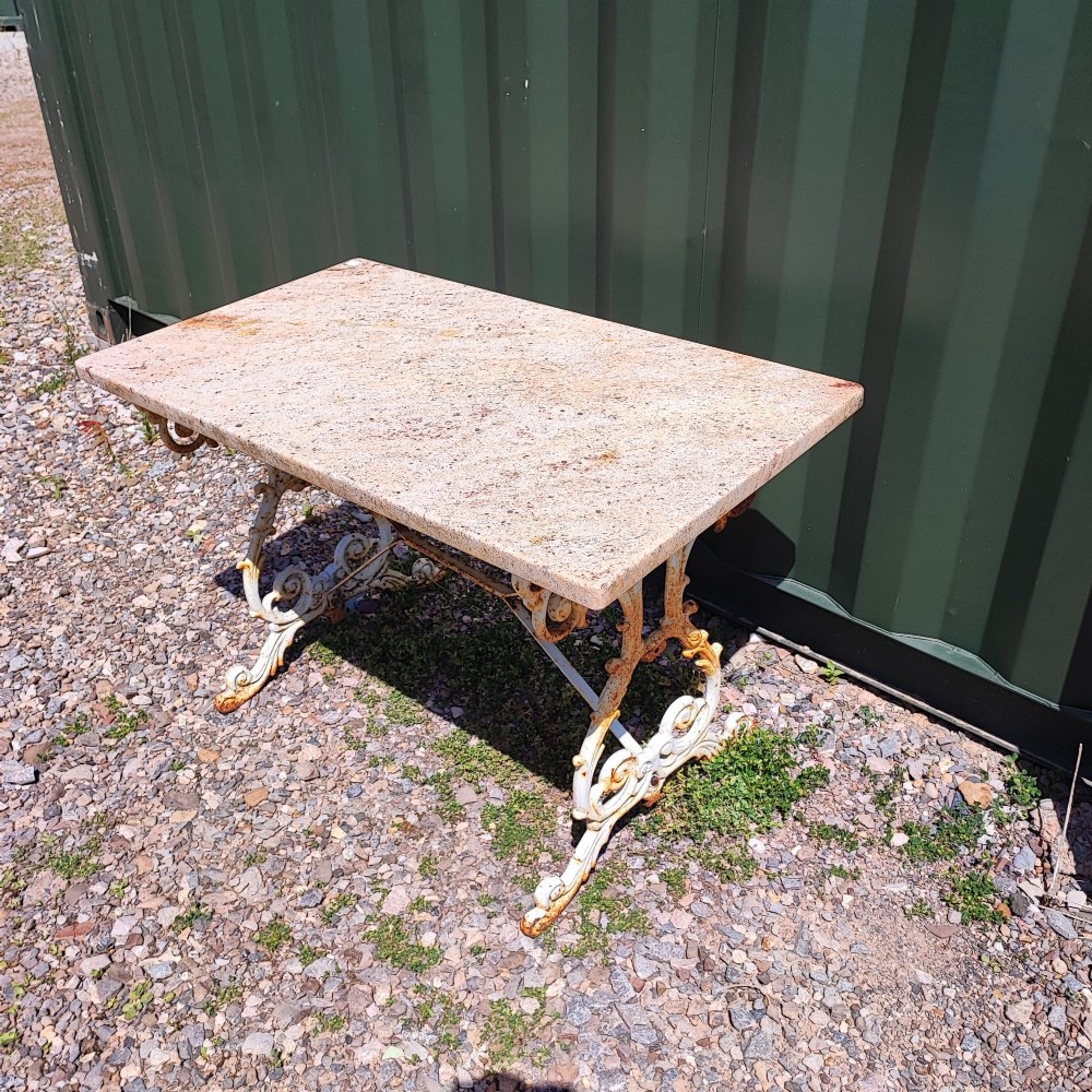 Edwardian cast iron and marble garden or conservatory table