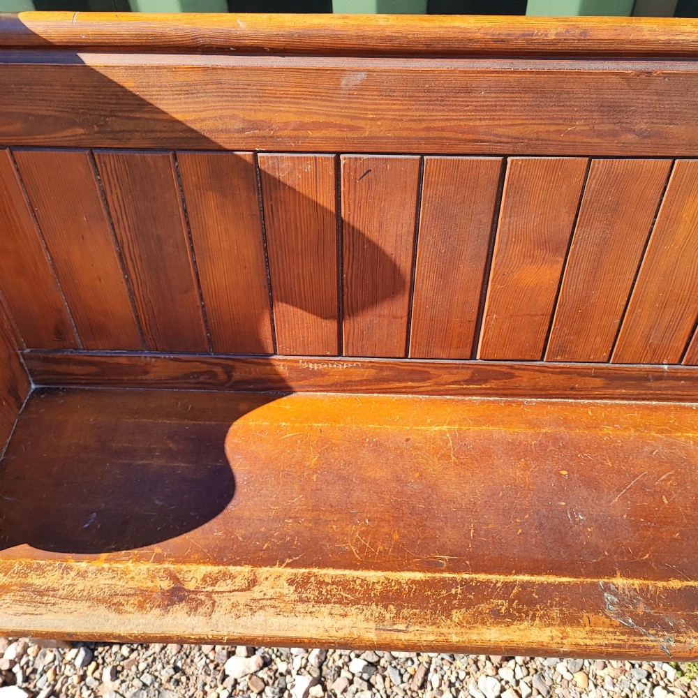 Good Victorian pitch pine bench or pew View II