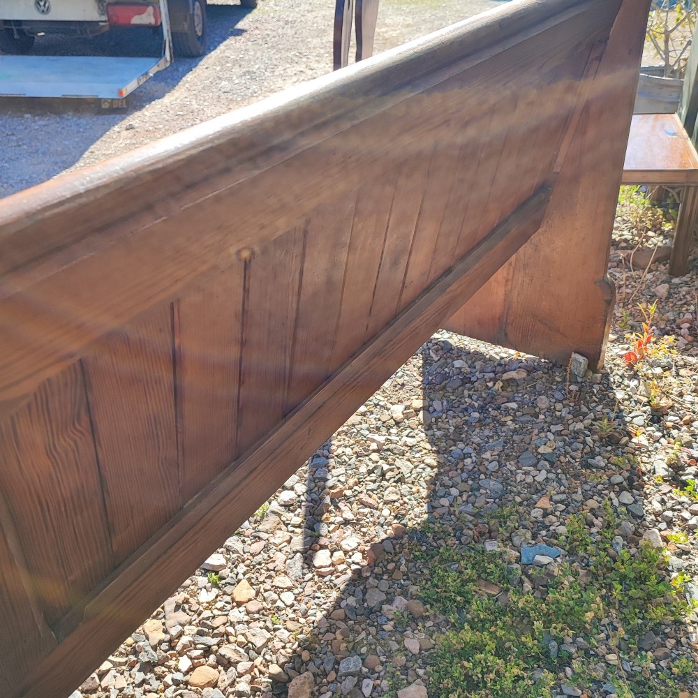 Good Victorian pitch pine bench or pew View VI