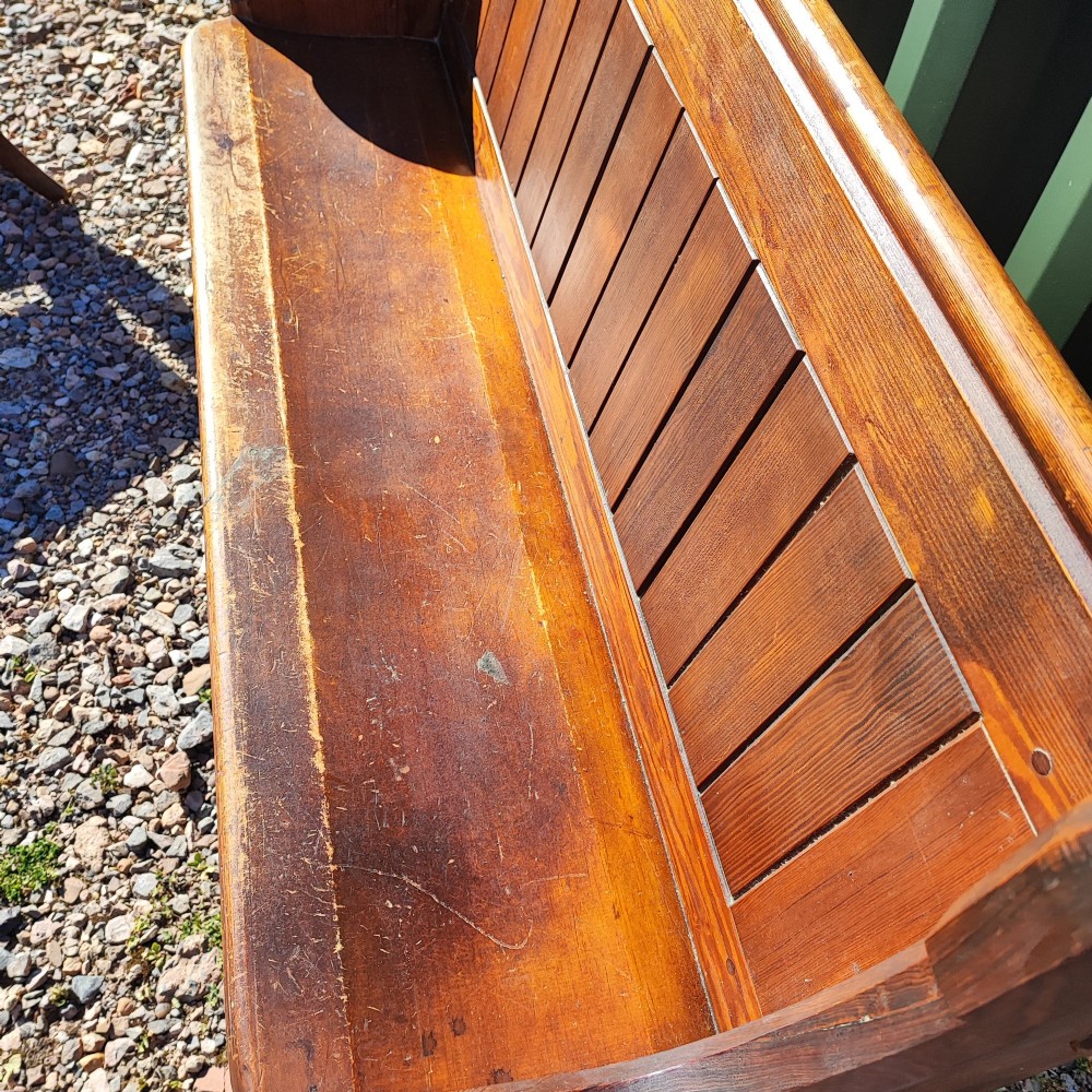 Good Victorian pitch pine bench or pew View VII