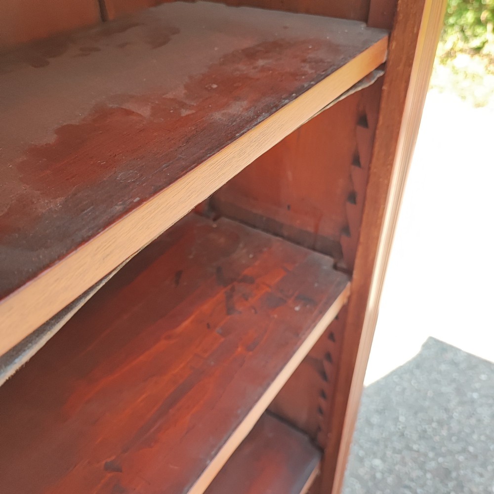 Antique mahogany open bookcase View III