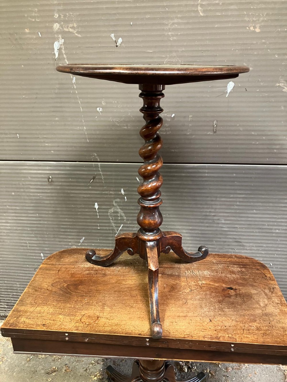 Antique mahogany lamp or wine table View II