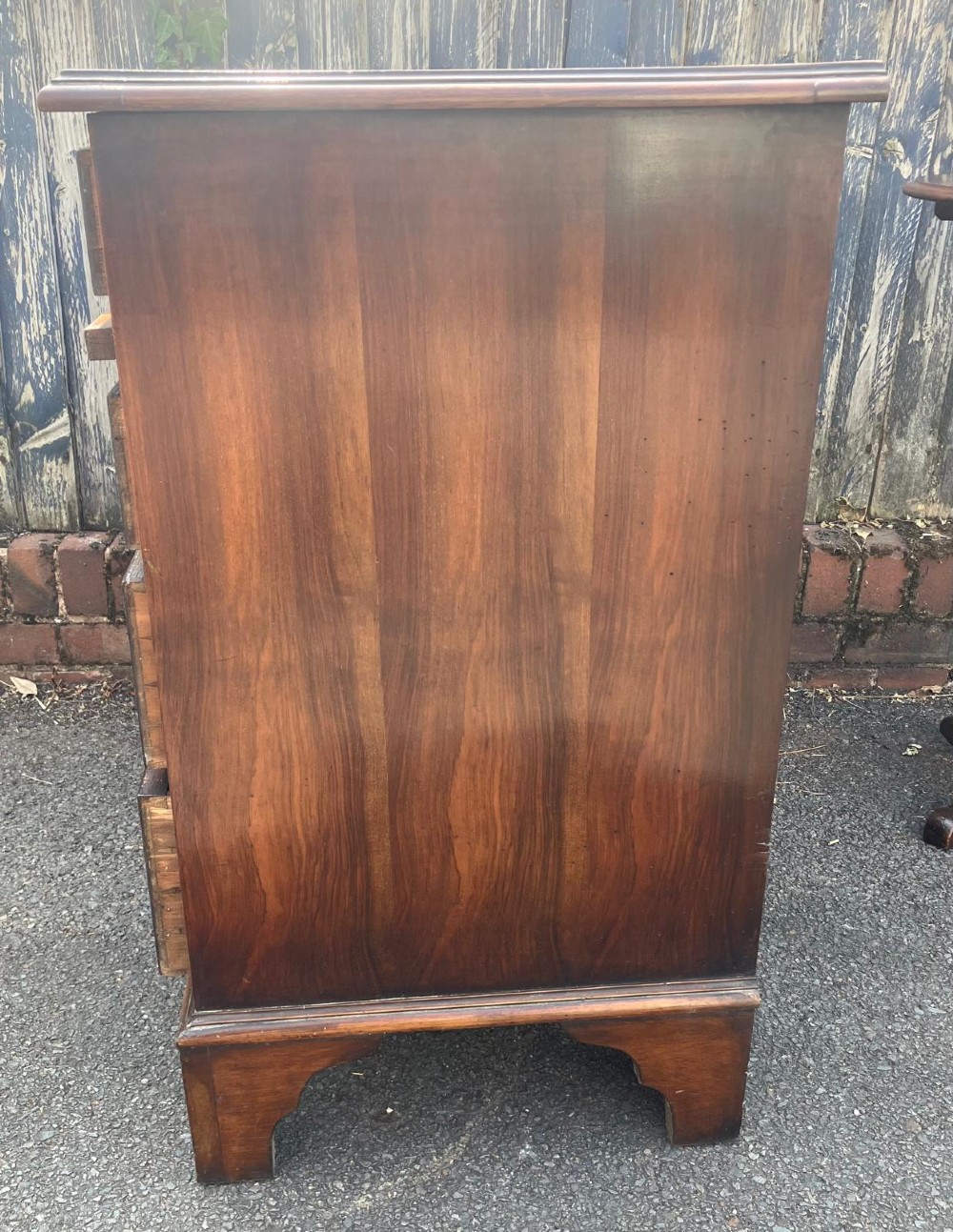 Good antique walnut and mahogany small chest of drawers View III