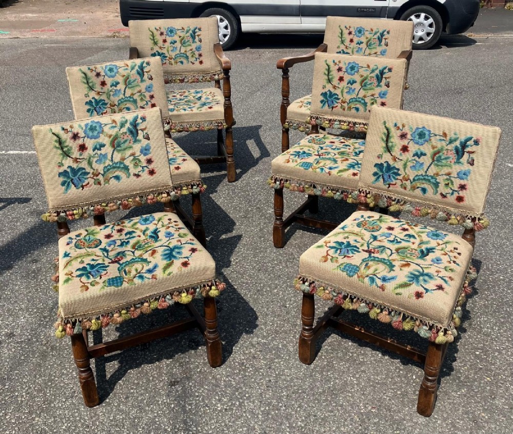 Superb set of six oak dining chairs