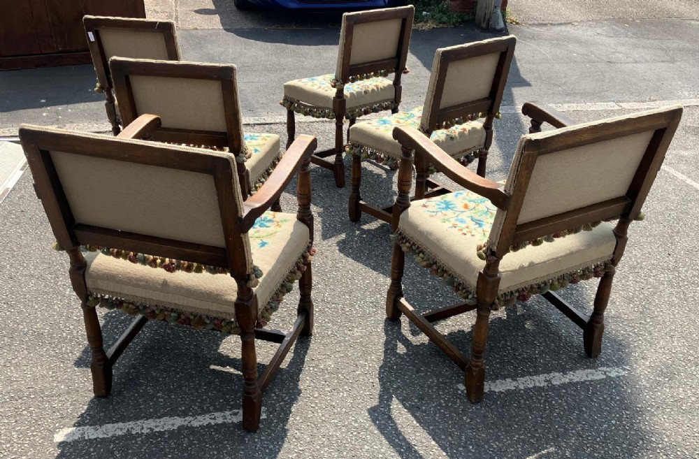 Superb set of six oak dining chairs View II