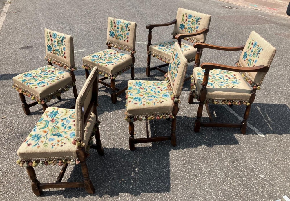 Superb set of six oak dining chairs View III