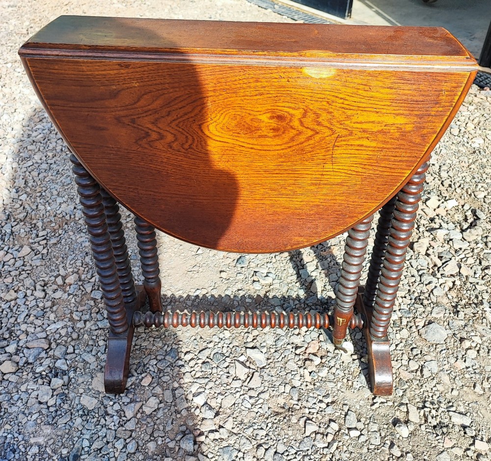Antique elm baby bobbin drop leaf table