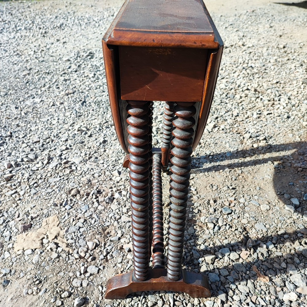 Antique elm baby bobbin drop leaf table View IV