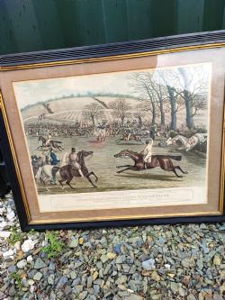 COLOURED ENGRAVING OF THE CHELTENHAM FESTIVAL RACE DATED 1841