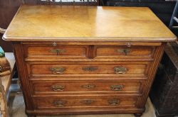ANTIQUE FRENCH OAK CHEST OF DRAWERS WITH WRITING SLIDE