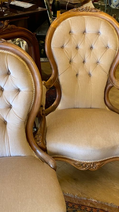 ANTIQUE PAIR OF SALON CHAIRS - ADDITIONAL PHOTO 4