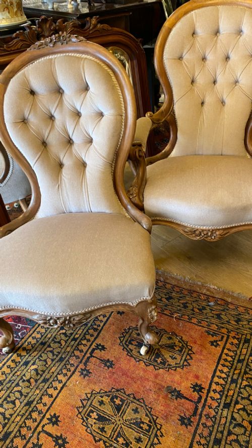 ANTIQUE PAIR OF SALON CHAIRS - ADDITIONAL PHOTO 7