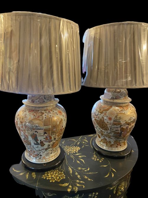 antique pair of oriental ginger jar lamps - CATEGORY: ANTIQUE LIGHTING - DATED 19TH CENTURY