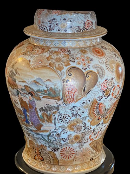 ANTIQUE PAIR OF ORIENTAL GINGER JAR LAMPS - ADDITIONAL PHOTO 1
