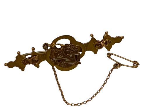 9ct gold sweetheart anchor bar brooch - CATEGORY: ANTIQUE JEWELLERY - DATED EDWARDIAN