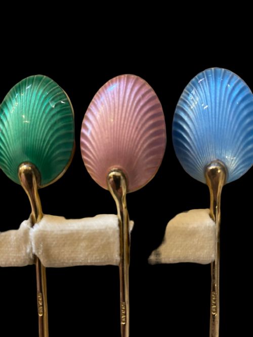 SILVER GILT HARLEQUIN ENAMEL SPOONS - ADDITIONAL PHOTO 1