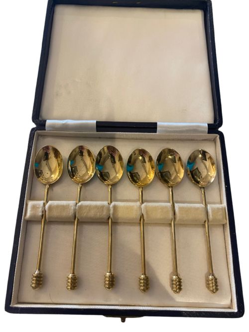 SILVER GILT HARLEQUIN ENAMEL SPOONS - ADDITIONAL PHOTO 2