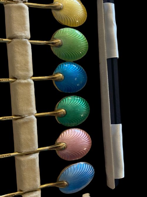 SILVER GILT HARLEQUIN ENAMEL SPOONS - ADDITIONAL PHOTO 3