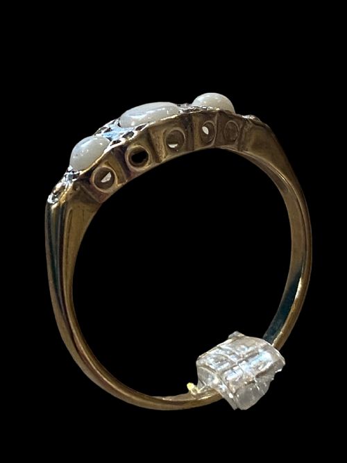 LATE VICTORIAN MILK OPAL AND DIAMOND RING - ADDITIONAL PHOTO 1