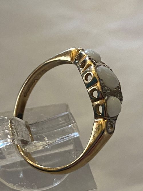 LATE VICTORIAN MILK OPAL AND DIAMOND RING - ADDITIONAL PHOTO 2