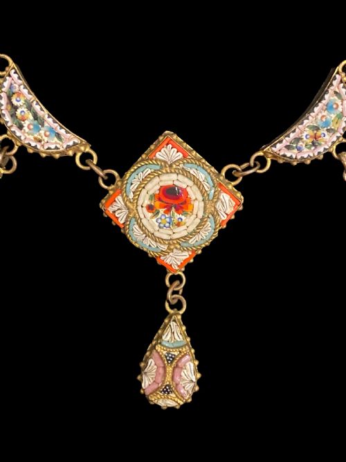 ITALIAN MICROMOSAIC 19TH CENTURY NECKLACE - ADDITIONAL PHOTO 1
