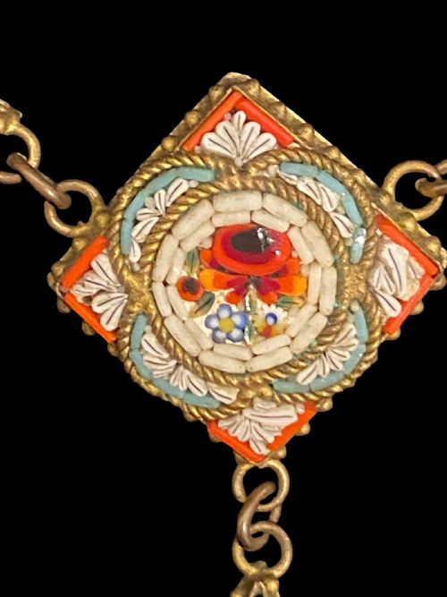ITALIAN MICROMOSAIC 19TH CENTURY NECKLACE - ADDITIONAL PHOTO 2