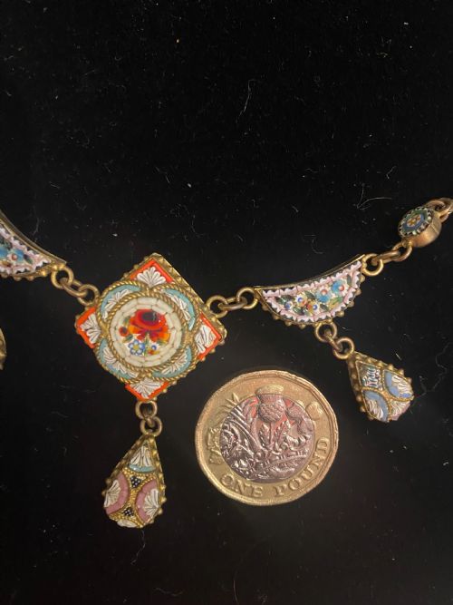 ITALIAN MICROMOSAIC 19TH CENTURY NECKLACE - ADDITIONAL PHOTO 3
