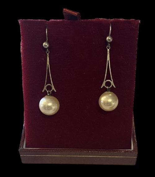antique edwardian silver and pearl drop earrings - CATEGORY: ANTIQUE JEWELLERY - DATED EDWARDIAN