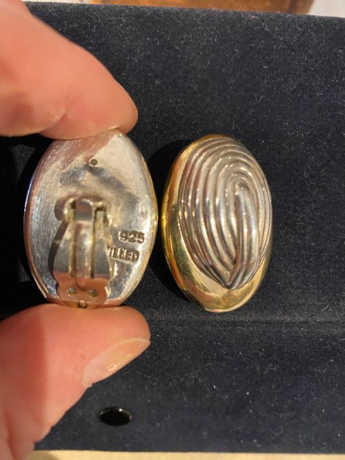 VINTAGE ITALIAN SILVER GILT CLIP EARRINGS - ADDITIONAL PHOTO 5