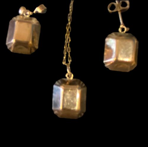 ANTIQUE CRYSTAL AND 9CT GOLD NECKLACE AND DROP EARRINGS - ADDITIONAL PHOTO 1