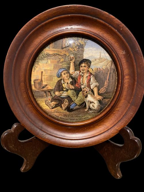 antique prattware mounted lid - CATEGORY: ANTIQUE CERAMICS - DATED VICTORIAN