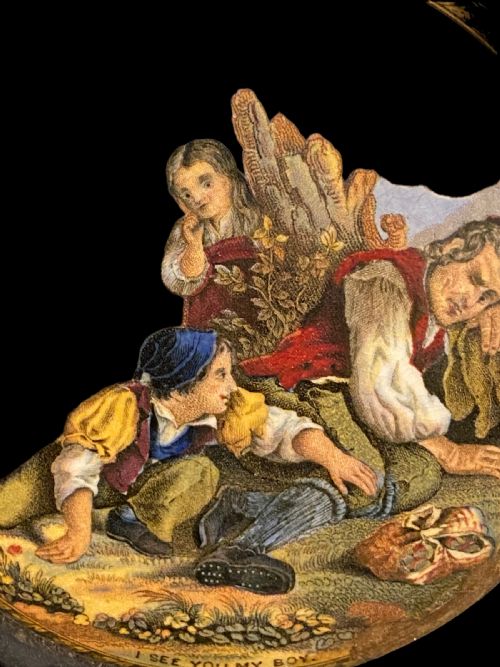 ANTIQUE PRATTWARE LID I SEE YOU BOY - ADDITIONAL PHOTO 2