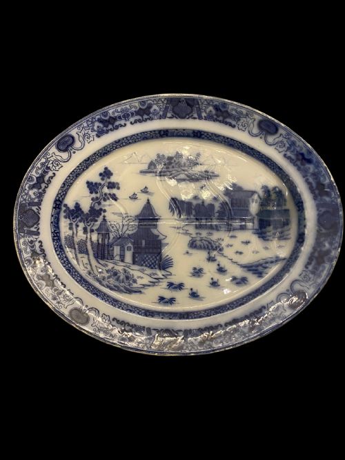 large blue and white ashworths meat platter - CATEGORY: ANTIQUE CERAMICS - DATED 19TH CENTURY
