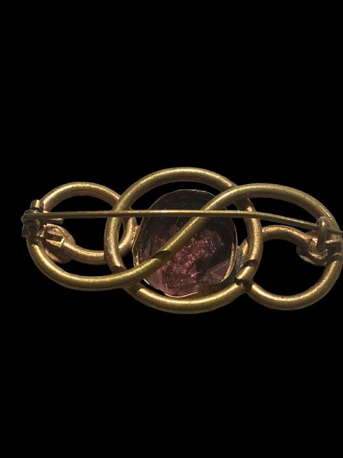 VICTORIAN TRISKELION CARVED AMETHYST BROOCH - ADDITIONAL PHOTO 3