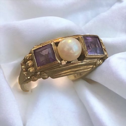 art deco german gold dress ring - CATEGORY: ANTIQUE JEWELLERY - DATED 1930