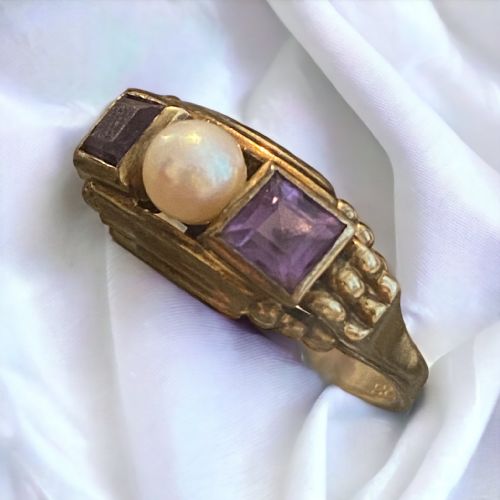 ART DECO GERMAN GOLD DRESS RING - ADDITIONAL PHOTO 3