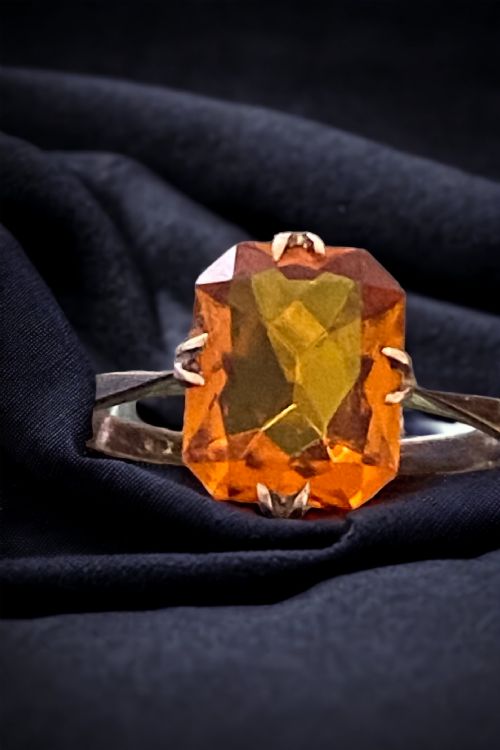 9ct rose gold edwardian mounted mandarin garnet - CATEGORY: ANTIQUE JEWELLERY - DATED EDWARDIAN