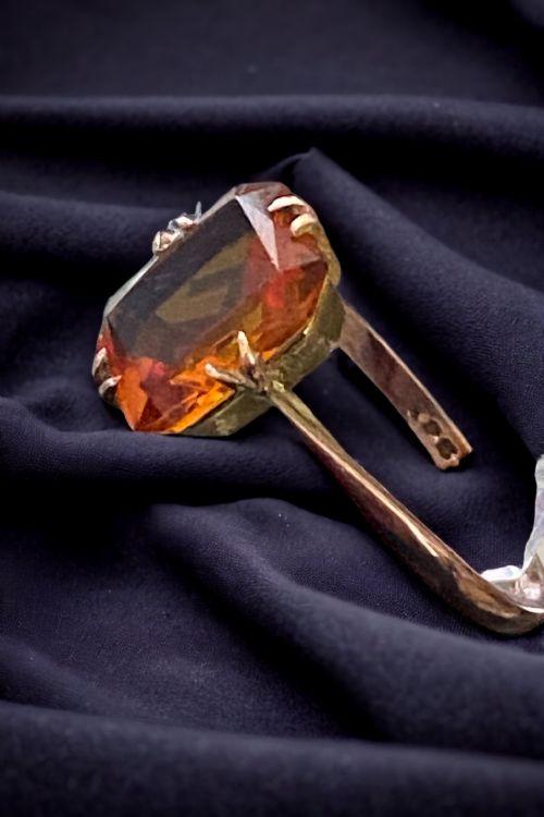 9CT ROSE GOLD EDWARDIAN MOUNTED MANDARIN GARNET - ADDITIONAL PHOTO 2